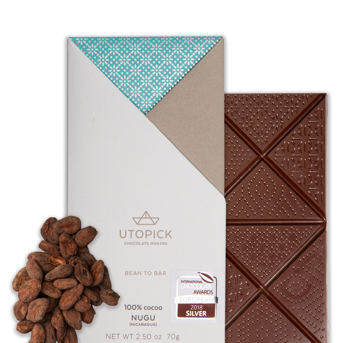 Tableta BTB de chocolate 100% cacao de origen Nugu, Nicaragua