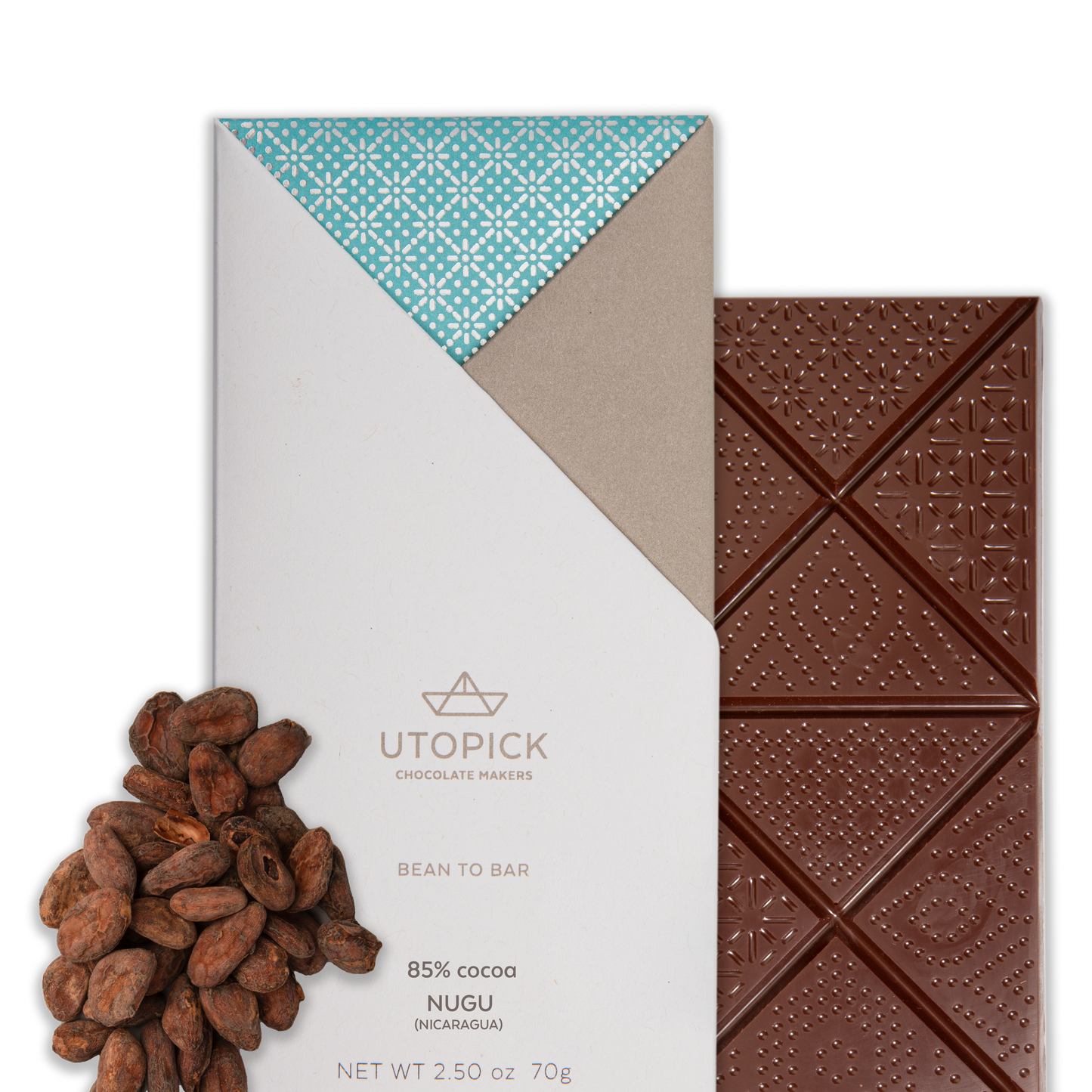 Tableta BTB de chocolate negro 85% cacao de origen Nugu, Nicaragua