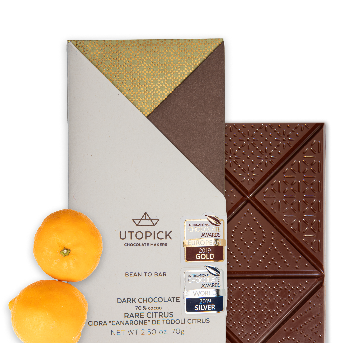 Tableta BTB de chocolate negro 70% cacao 'Rare Citrus' con Cidra Canarone