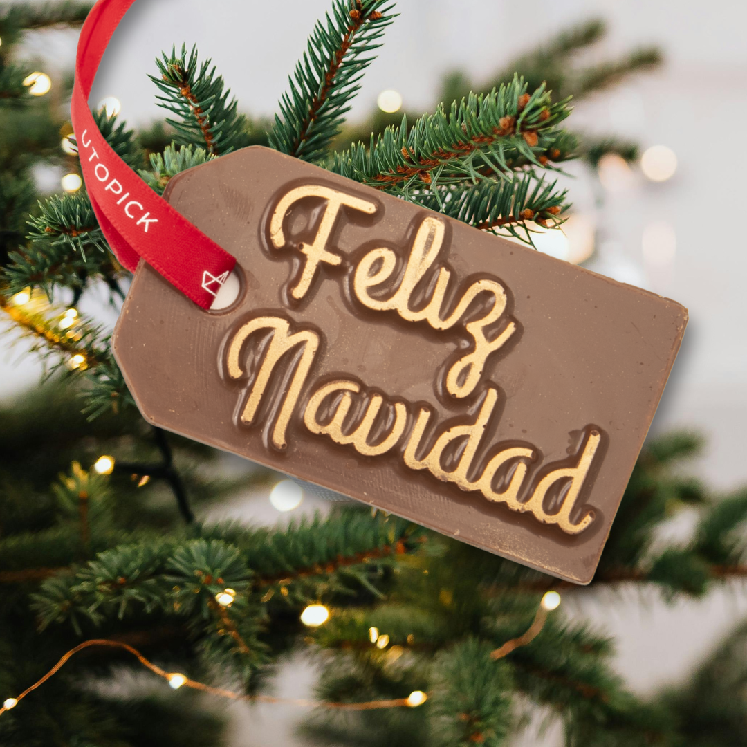 Etiqueta Feliz Navidad chocolate con leche