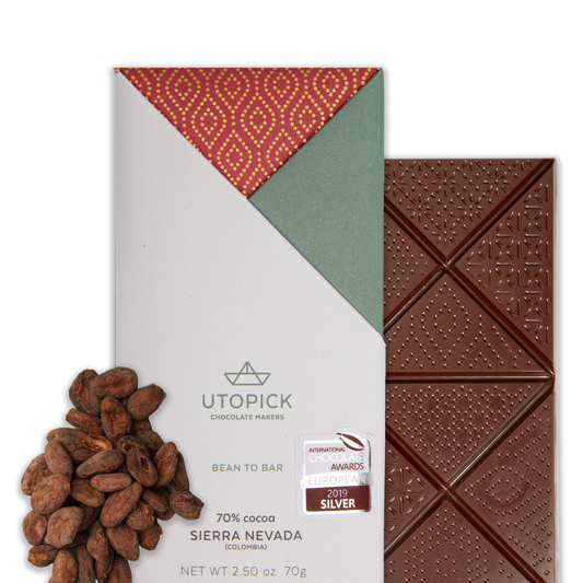 Tableta BTB de chocolate negro 70% cacao de origen Sierra Nevada, Colombia