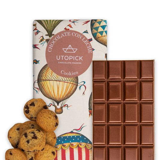 Tableta de chocolate 38% cacao con cookies